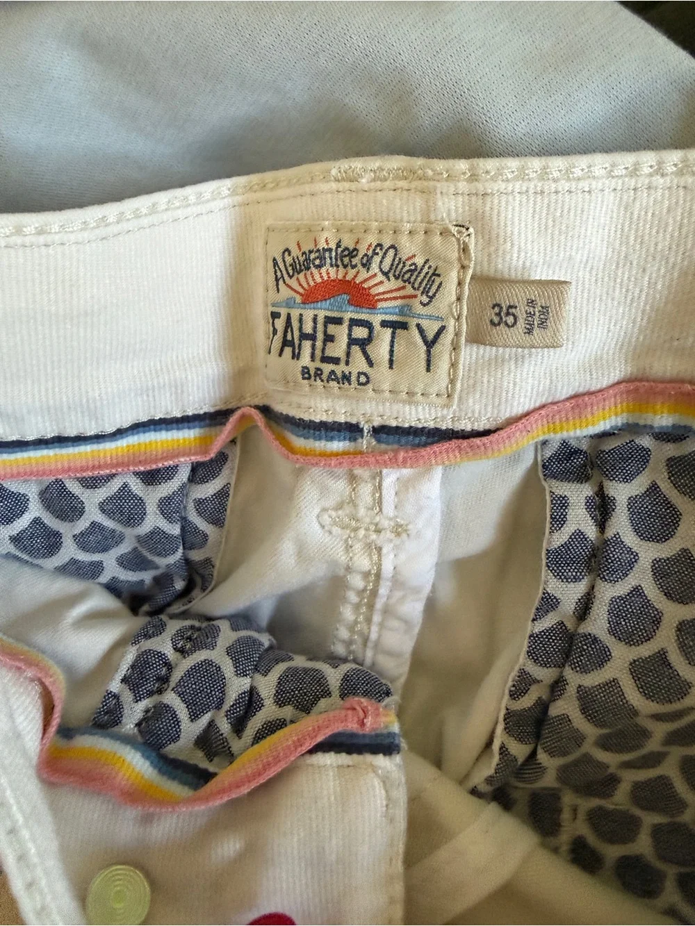 Faherty Cream Flat-Front Men's Shorts